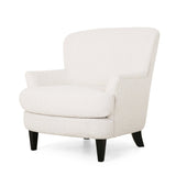 Boucle Fabric Upholstered Accent Chair with Ottoman - Accent Chairs