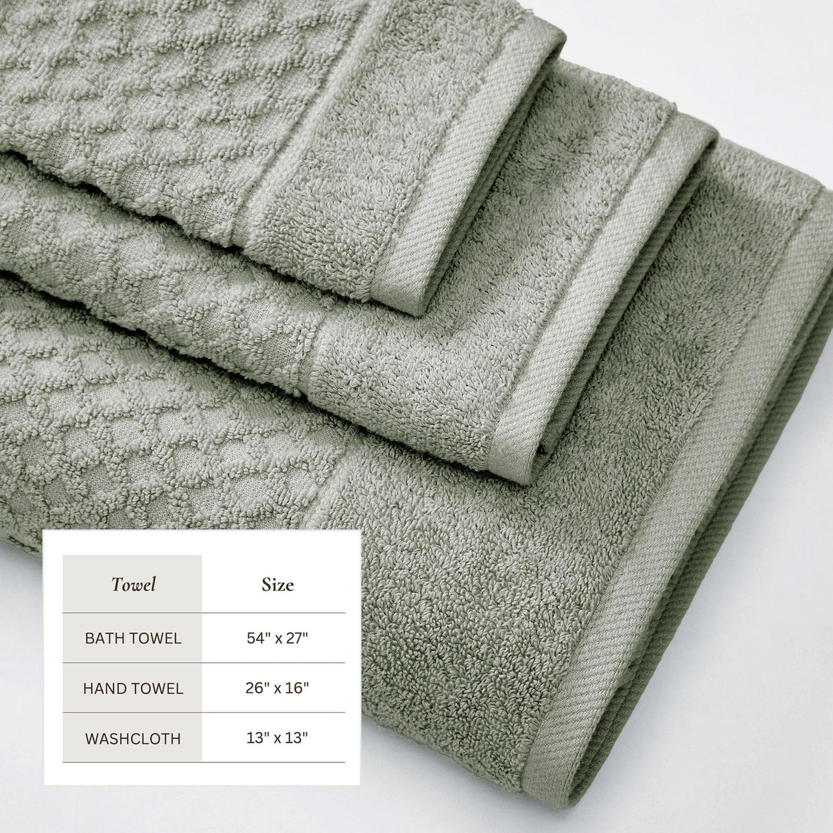 Cotton diamond waffle weave bath towel set - grayson collection