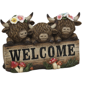 Welcome Highland Cattle Figurine