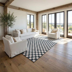 Kaysar Oil Green Checkered Washable Area Rug