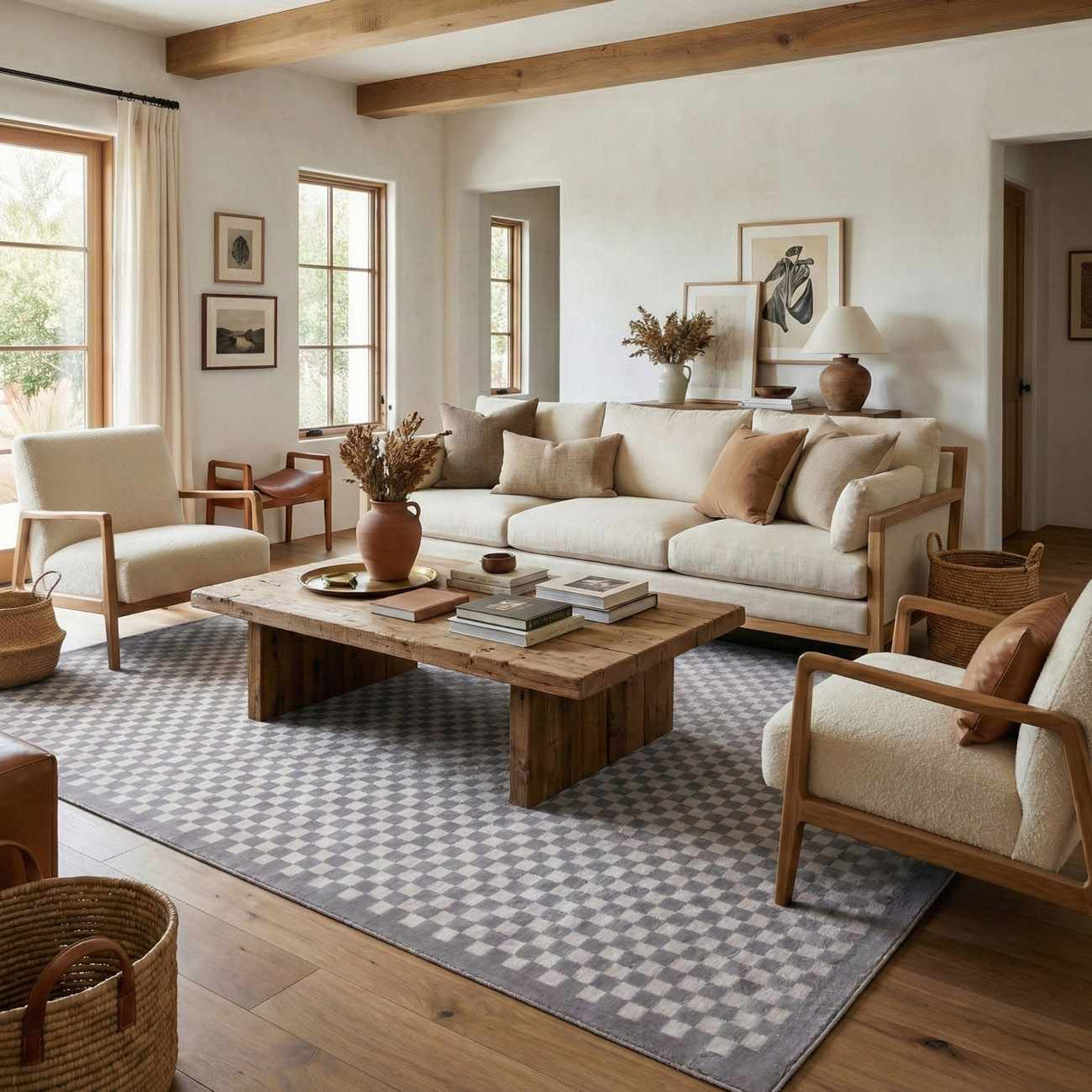 Gaiwan Cream Gray Washable Area Rug