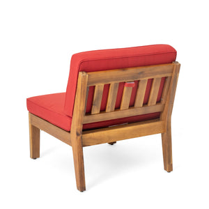 Grenada 8 Seater Acacia Wood Sectional Sofa Set, Teak + Red