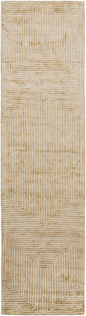 Quartz Patterned Sheen Beige Viscose Rug