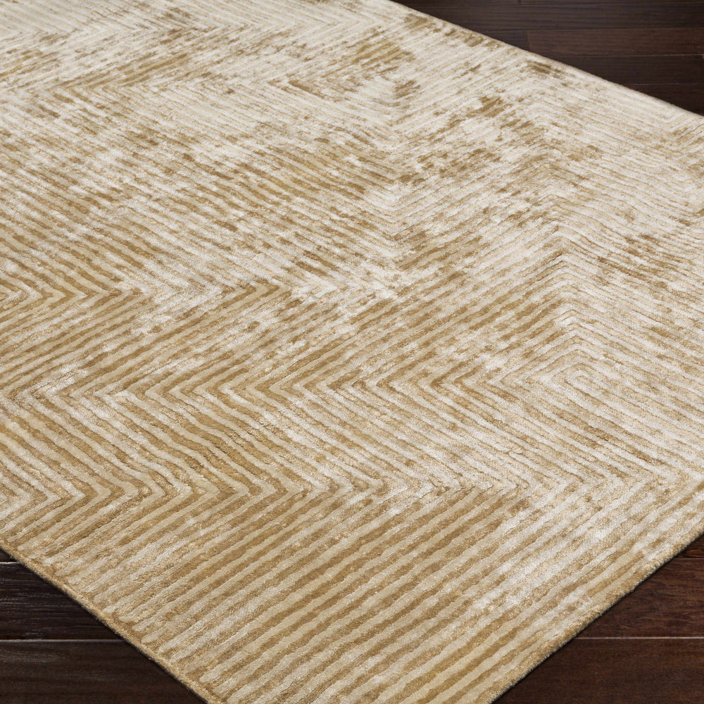 Quartz Patterned Sheen Beige Viscose Rug