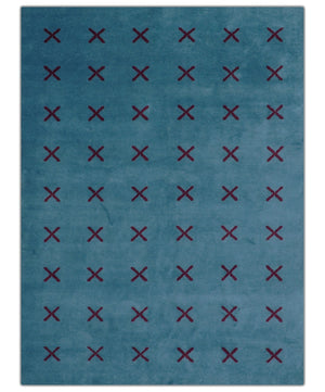 Brisk Custom Made Contemporary Design Blue Hand Knotted Wool Rug