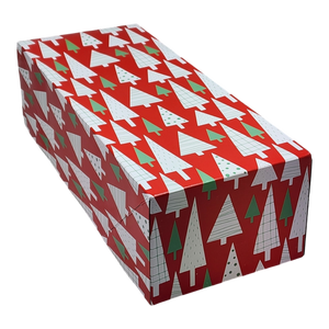 Slipper Gift Box - set of 2 - Red with Trees