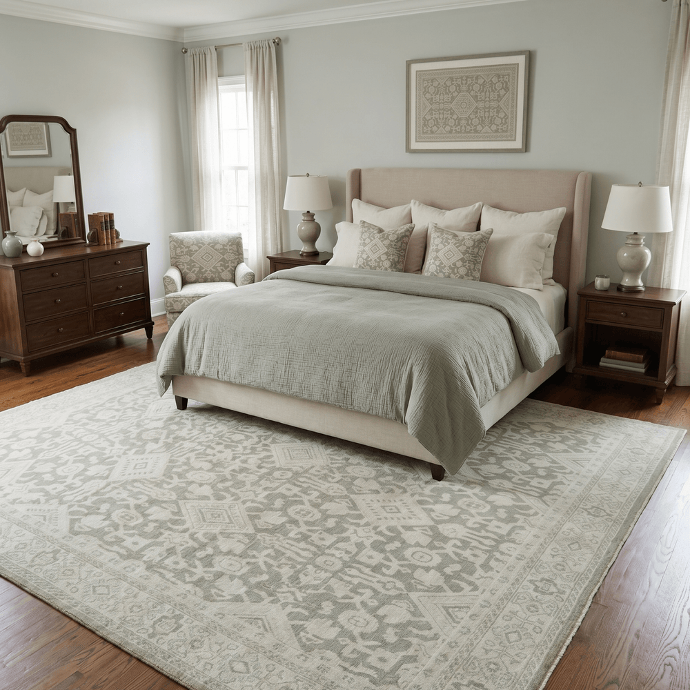 Brown and Beige Hand Knotted Wool Low Pile Vintage Area Rug
