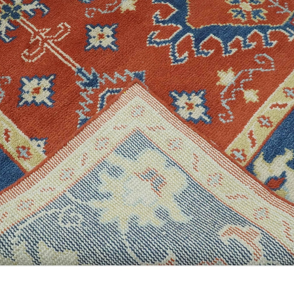 Brown, Blue and Beige Traditional Oriental Hand Knotted Multi Size Wool Area Rug