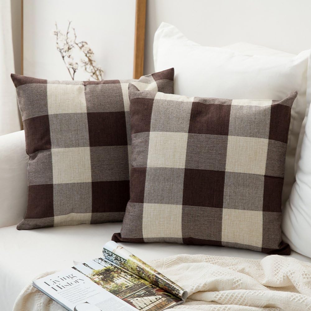 Set of 2 buffalo-check throw pillow covers  size 18"x18"
