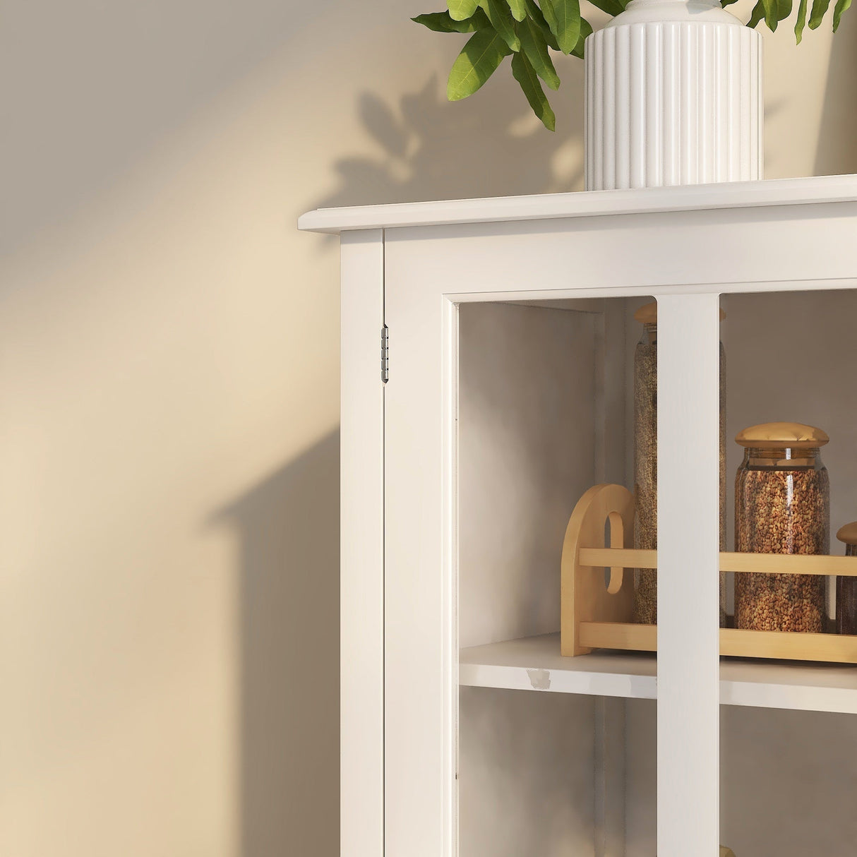 Buffet storage cabinet with double glass doors and unique bell handle - Tuesday Morning - Cabinets & Storage