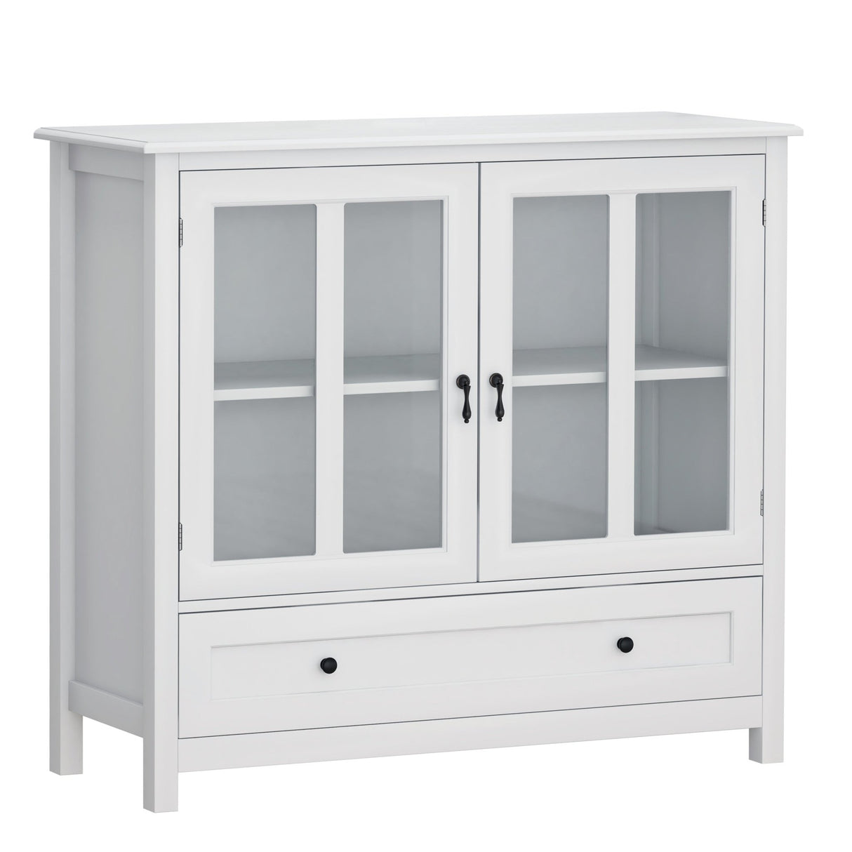 Buffet storage cabinet with double glass doors and unique bell handle - Tuesday Morning - Cabinets & Storage