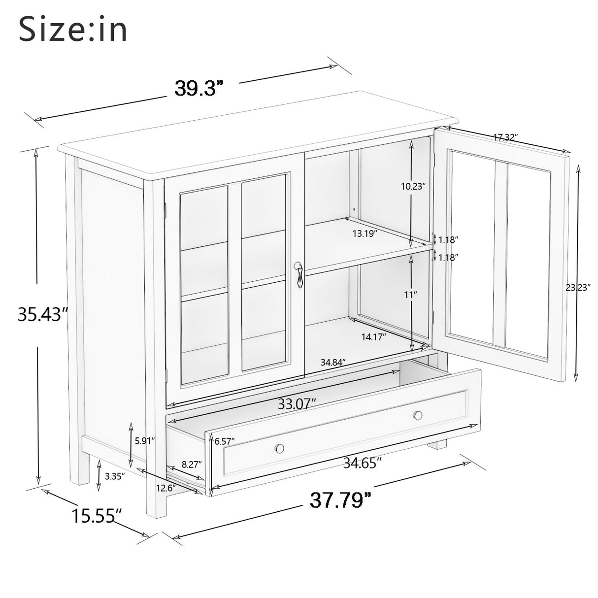 Buffet storage cabinet with double glass doors and unique bell handle - Tuesday Morning - Cabinets & Storage