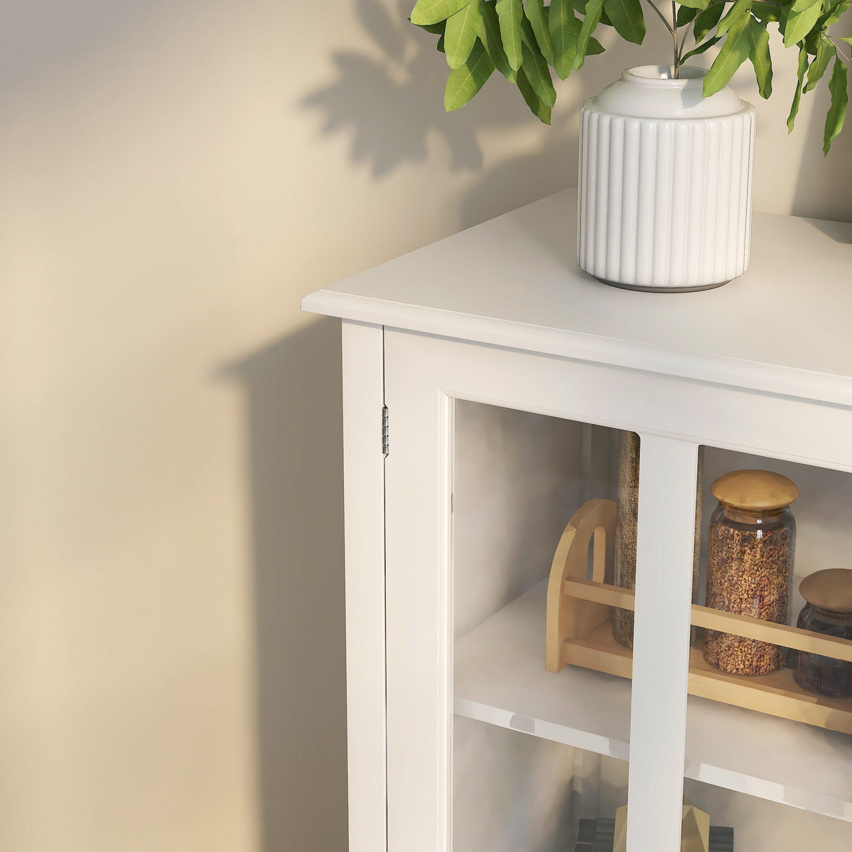 Buffet storage cabinet with double glass doors and unique bell handle - Tuesday Morning - Cabinets & Storage