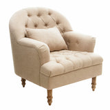 Button Tufted Accent Chair with Decorative Pillow - Accent Chairs
