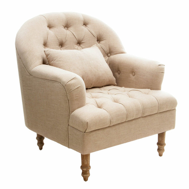 Button Tufted Accent Chair with Decorative Pillow - Accent Chairs