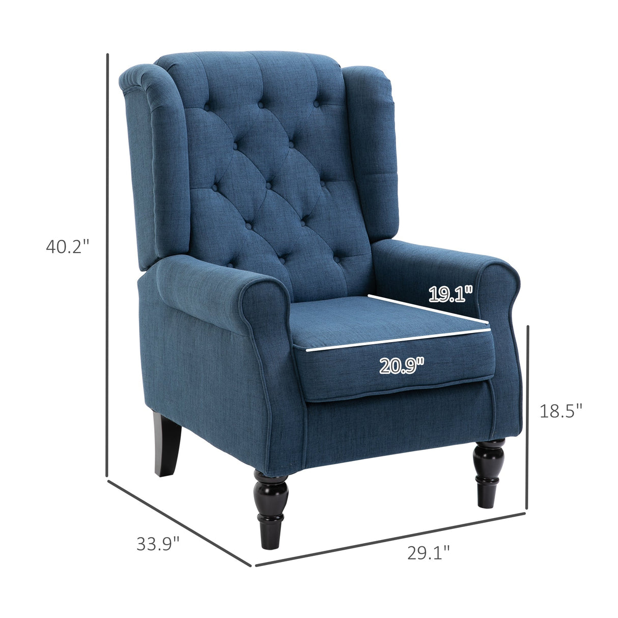 Button Tufted Upholstered Accent Chair with Wing Back and Rolled Arms - Accent Chairs