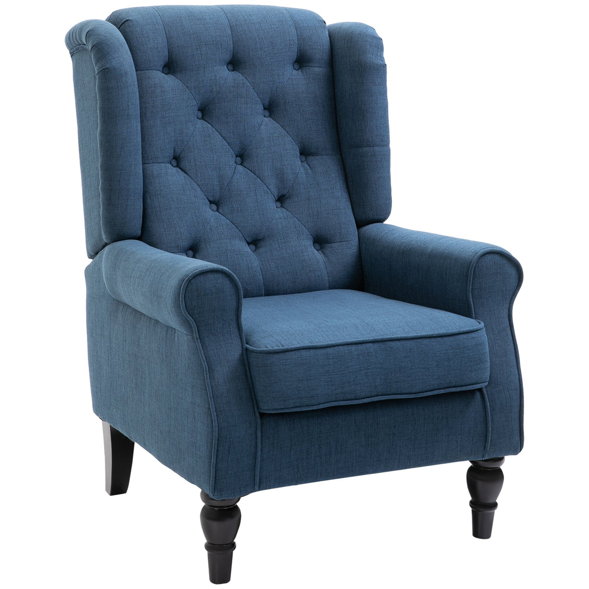 Button Tufted Upholstered Accent Chair with Wing Back and Rolled Arms - Accent Chairs