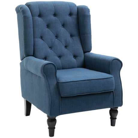 Button Tufted Upholstered Accent Chair with Wing Back and Rolled Arms - Accent Chairs