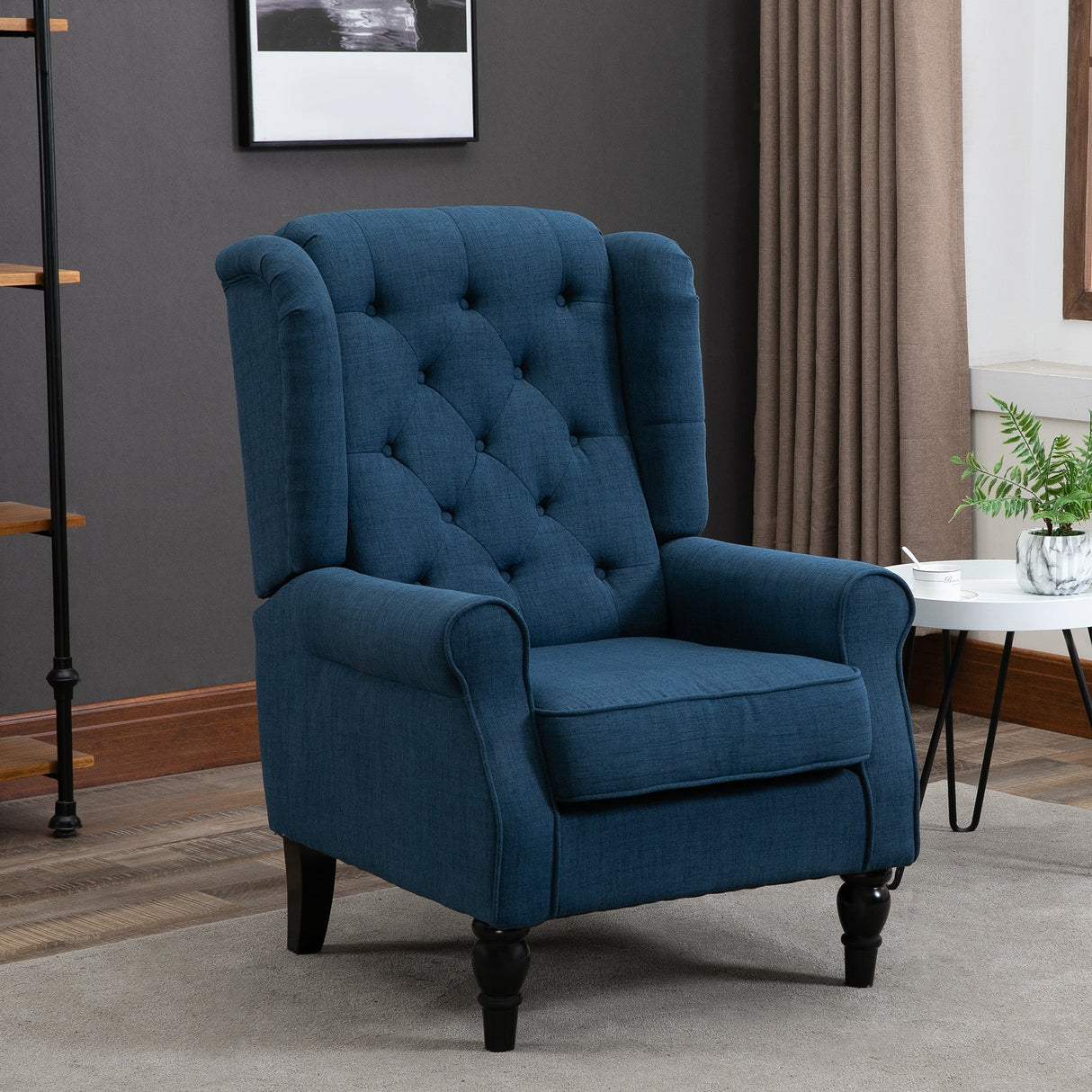 Button Tufted Upholstered Accent Chair with Wing Back and Rolled Arms - Accent Chairs