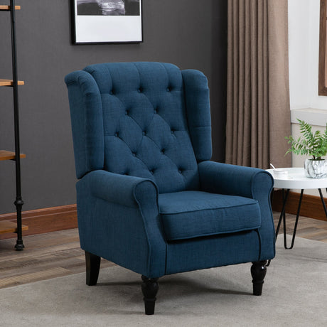 Button Tufted Upholstered Accent Chair with Wing Back and Rolled Arms - Accent Chairs