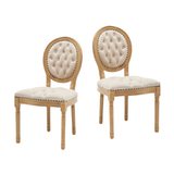 Button Tufted Upholstered Dining Chair with Round Back and Nailhead Trim, Set of 2 - Dining Chairs