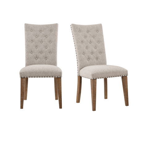 Button Tufted Upholstered Side Chair with Nailhead Trim and Solid Back, Set of 2 - Accent Chairs