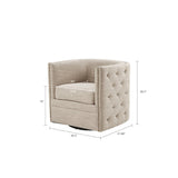 Button Tufted Upholstered Swivel Chair with Low Back and Nailhead Trim - Accent Chairs