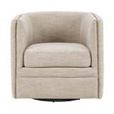 Button Tufted Upholstered Swivel Chair with Low Back and Nailhead Trim - Accent Chairs