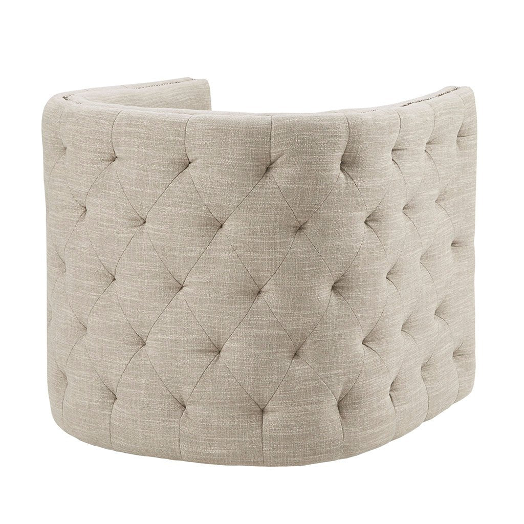 Button Tufted Upholstered Swivel Chair with Low Back and Nailhead Trim - Accent Chairs