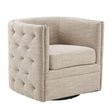 Button Tufted Upholstered Swivel Chair with Low Back and Nailhead Trim - Accent Chairs