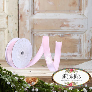 1" Velvet Luster Wired Ribbon: Light Pink (10 Yards)