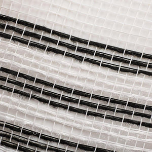 10" Border Stripe Faux Jute Mesh Ribbon: White/Black (10 Yards)