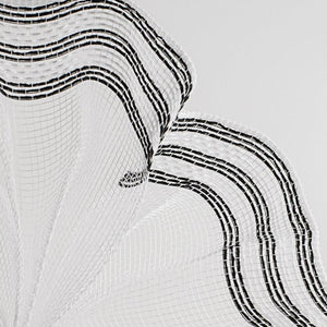 10" Border Stripe Faux Jute Mesh Ribbon: White/Black (10 Yards)