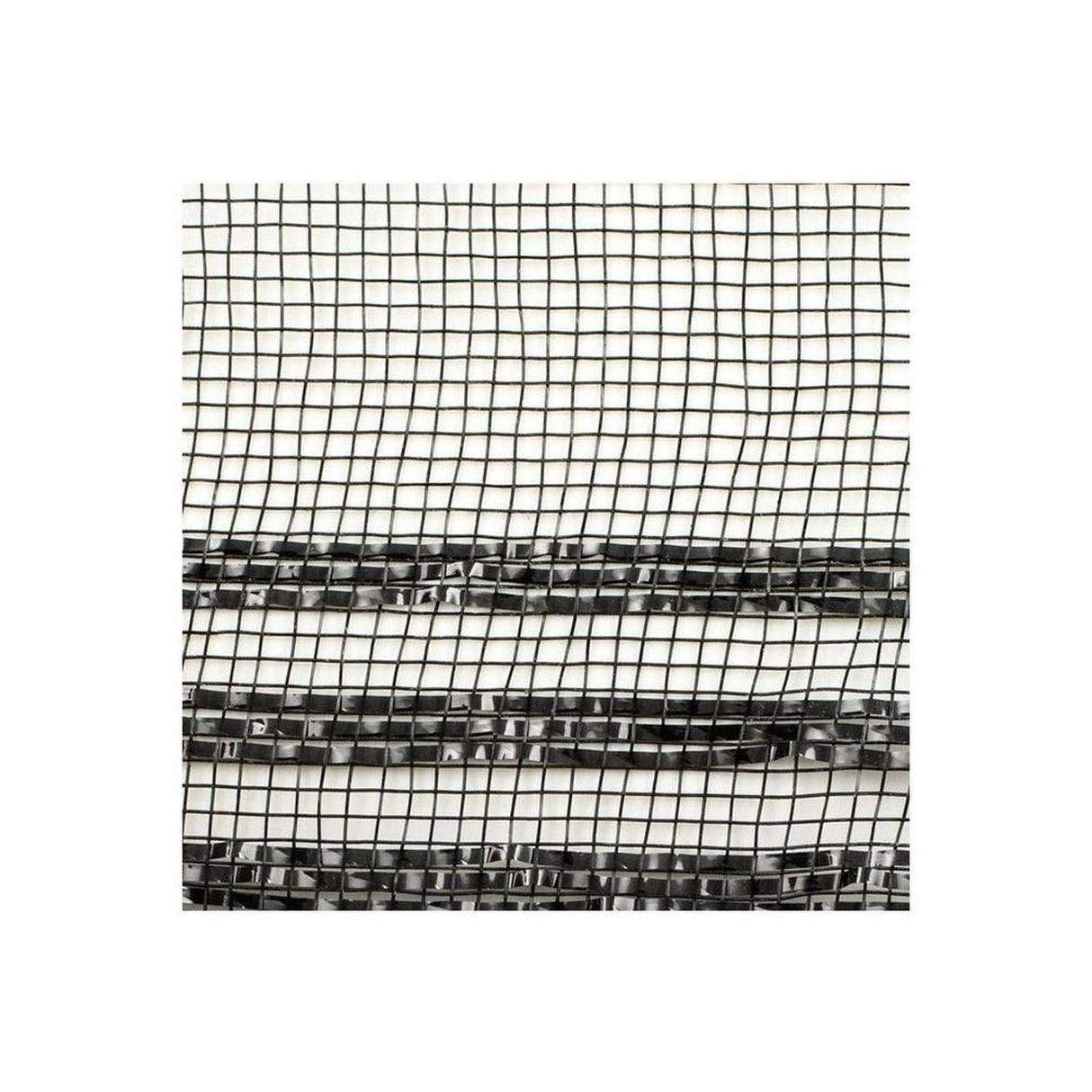 10" Border Stripe Metallic Mesh Ribbon: Black (10 Yards)