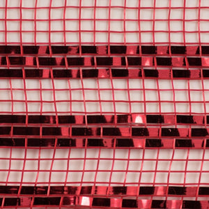 10" Border Stripe Metallic Mesh Ribbon: Red (10 Yards)