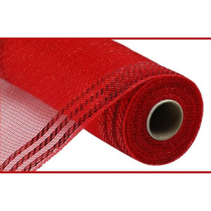 10" Border Stripe Metallic Mesh Ribbon: Red (10 Yards)