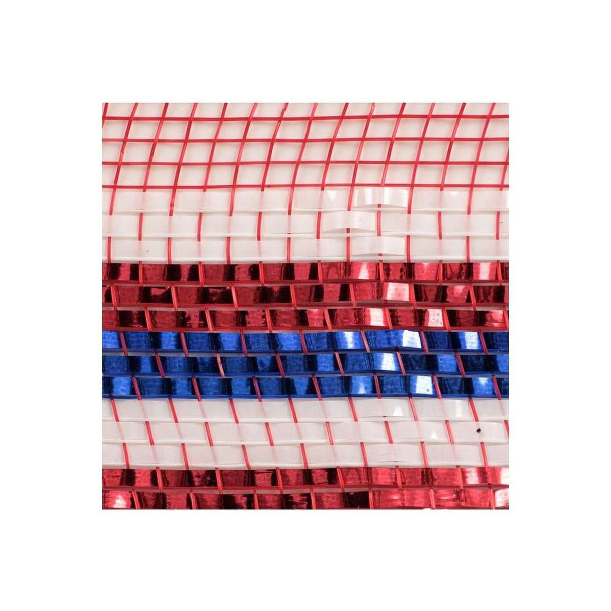 10" Border Stripe Metallic Mesh Ribbon: Red/White/Blue (10 Yards)