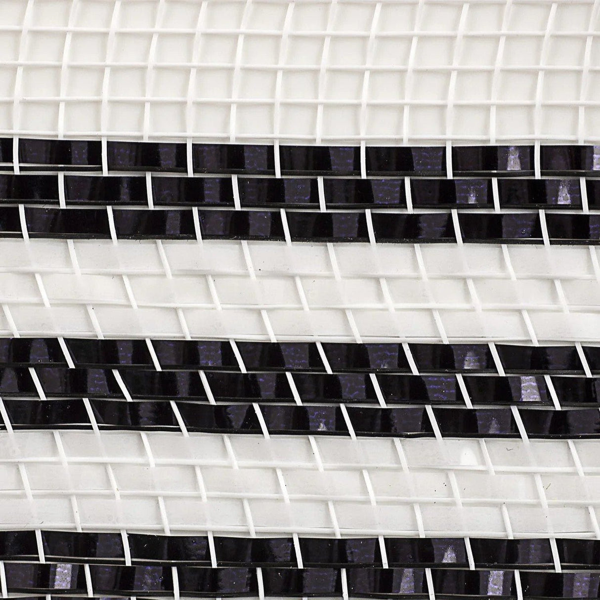 10" Border Stripe Metallic Mesh Ribbon: White/Black (10 Yards)