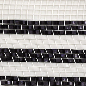 10" Border Stripe Metallic Mesh Ribbon: White/Black (10 Yards)