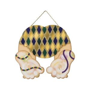 10" Glitter Baby Bottom Sign: Mardi Gras