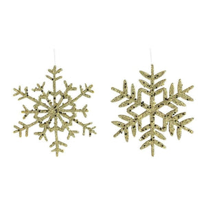 10" Glitter Snowflake Ornament: Gold (Asst 2)