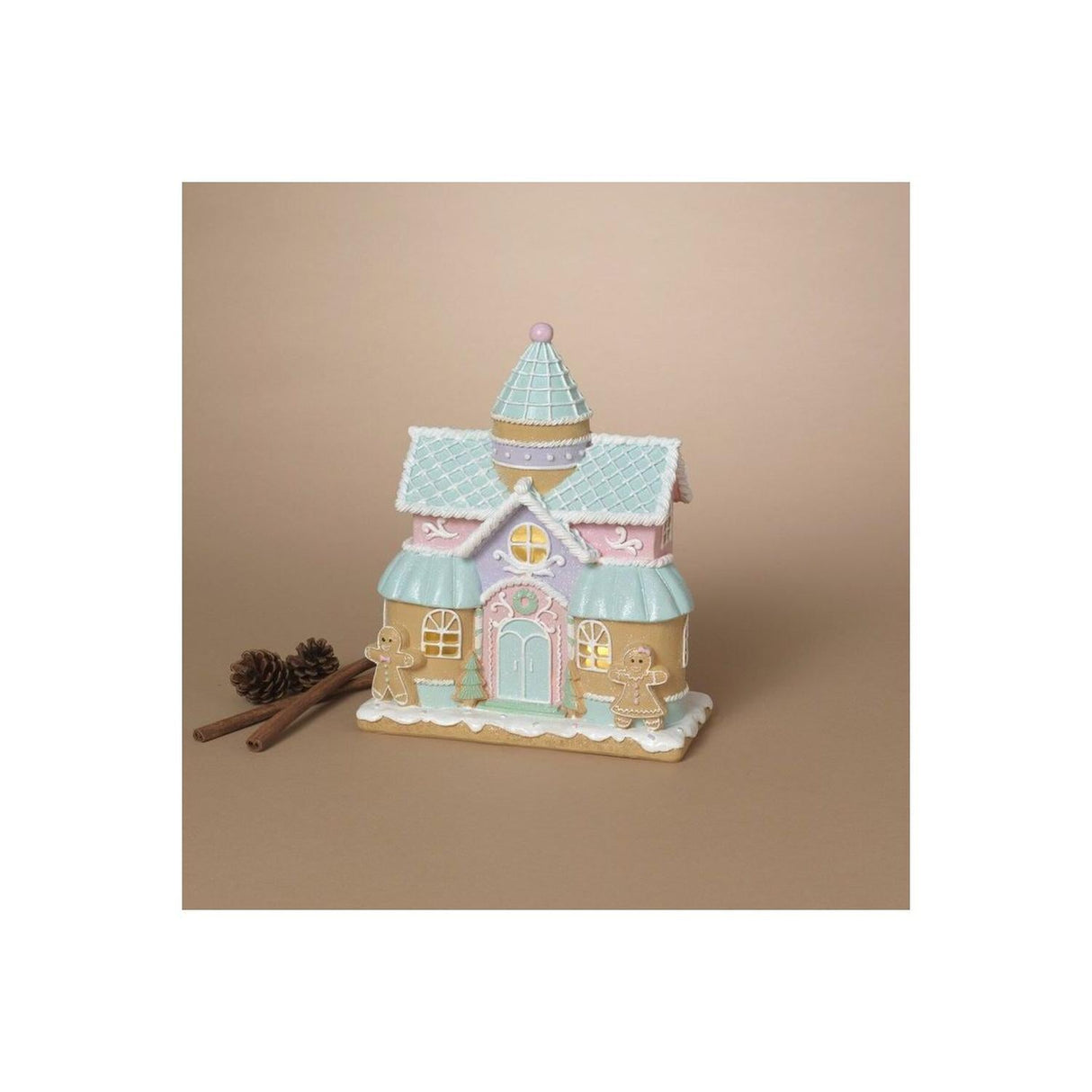 10" Lighted Resin Holiday Pastel Ice Cream House