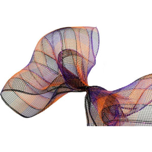 10" Metallic Orange/Black/Purple Plaid Mesh Ribbon