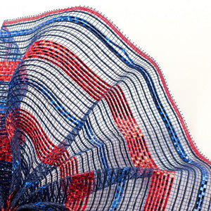 10" Poly Faux Jute Metallic Mesh Ribbon: Navy Blue, Royal, Red (10 Yards)