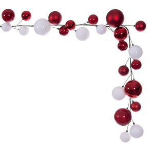 10' Red White Ball Ornament Garland