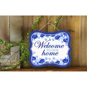 10" Scalloped Wooden Sign: Welcome To Our Home
