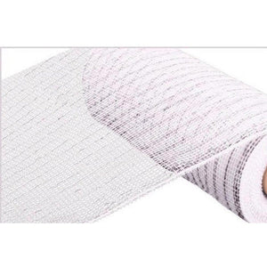 10" Value Deco Mesh Ribbon: White/Silver Foil