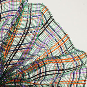 10" Vertical Foil Plaid Mesh Ribbon: Black, Orange, Purple, Emerald