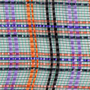 10" Vertical Foil Plaid Mesh Ribbon: Black, Orange, Purple, Emerald