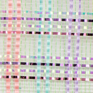 10" Vertical Foil Plaid Mesh Ribbon: Lime/Pink/Blue/Lavender